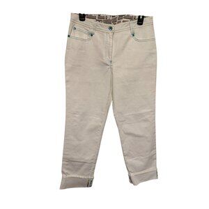 Spanner Sport Jeans White with Colored Stitching Cuff Hem Womans 6 NWT